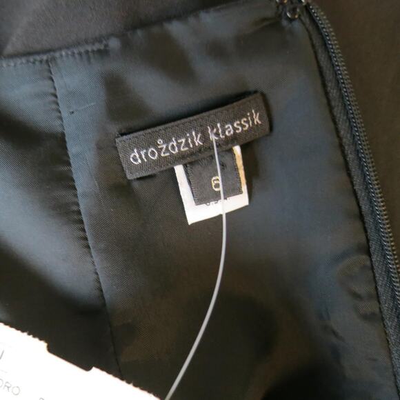 DROZDZIK Size 6 Black Pleated Wool Sheer Fishtail Pencil Skirt - Picture 8 of 8